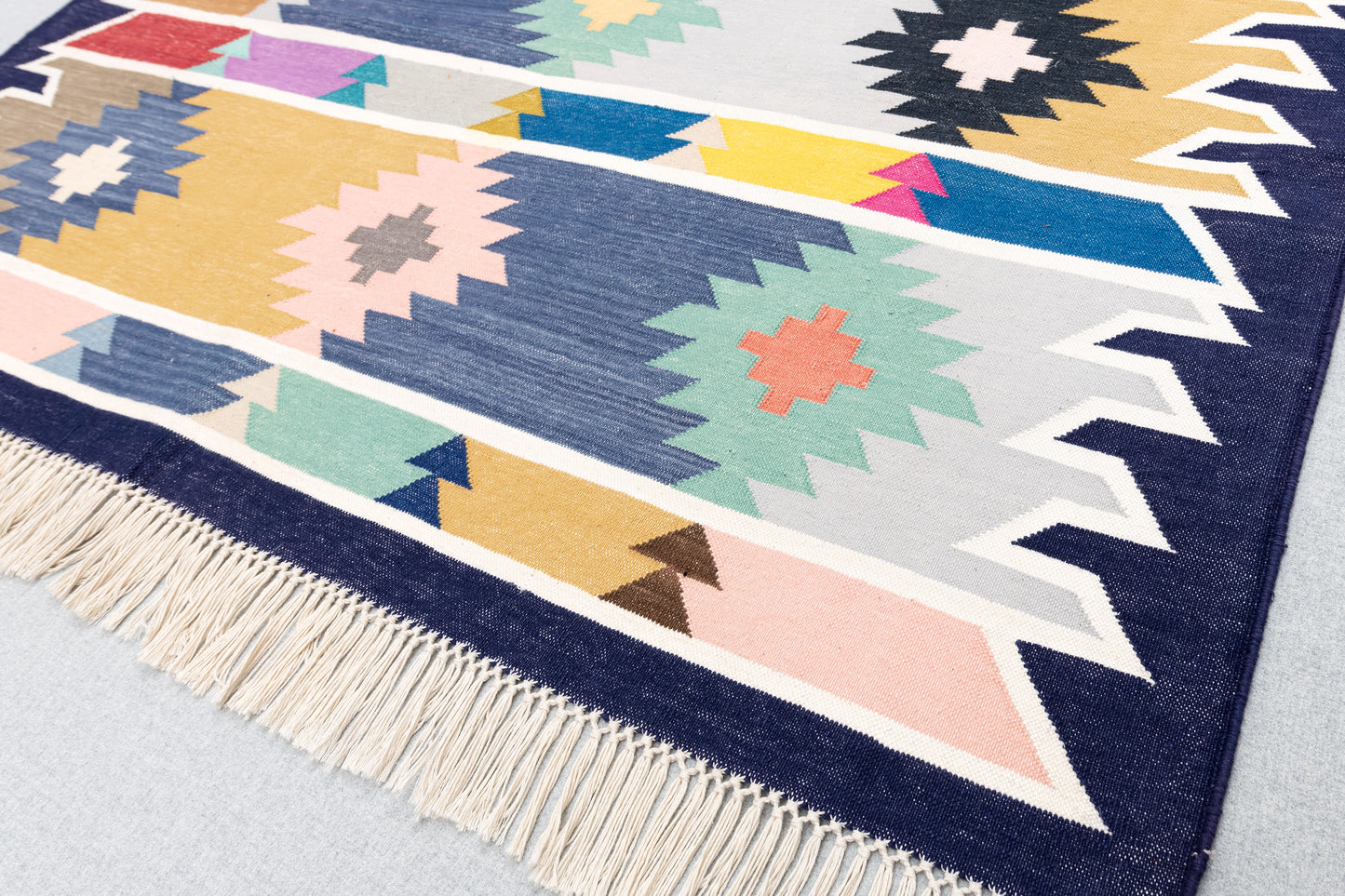 Handwoven Geometric Rug [sawtooth diamonds]