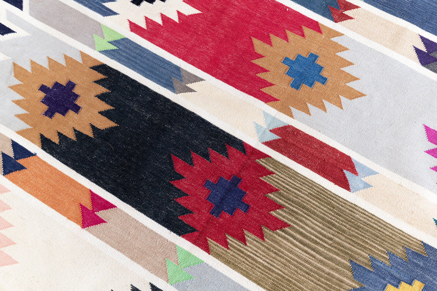 Handwoven Geometric Rug [sawtooth diamonds]