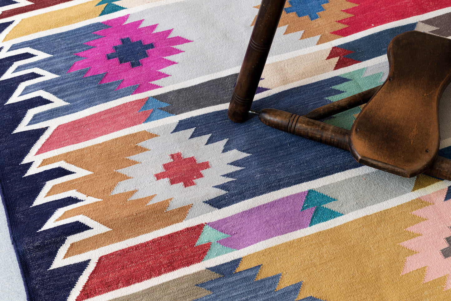 Handwoven Geometric Rug [sawtooth diamonds]