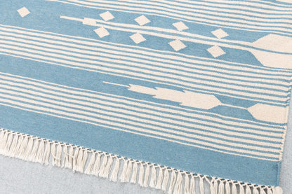 Handwoven Geometric Rug [blue/white stripes]