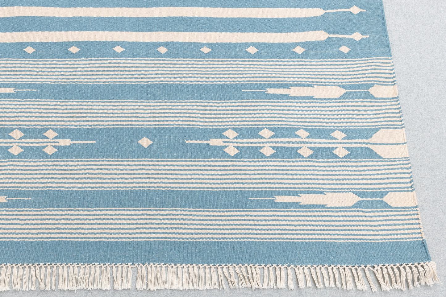 Handwoven Geometric Rug [blue/white stripes]