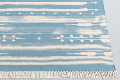 Handwoven Geometric Rug [blue/white stripes]