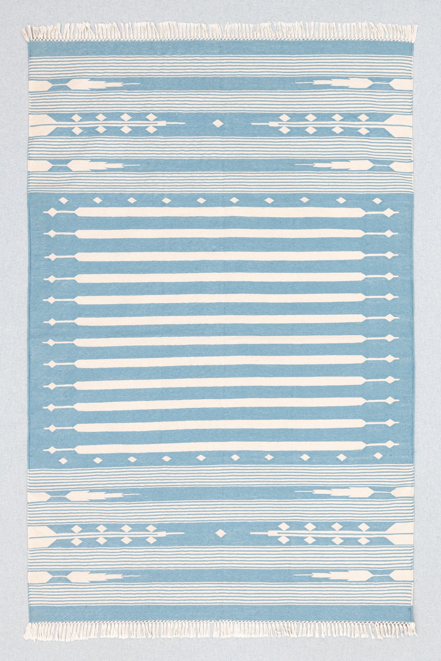 Handwoven Geometric Rug [blue/white stripes]