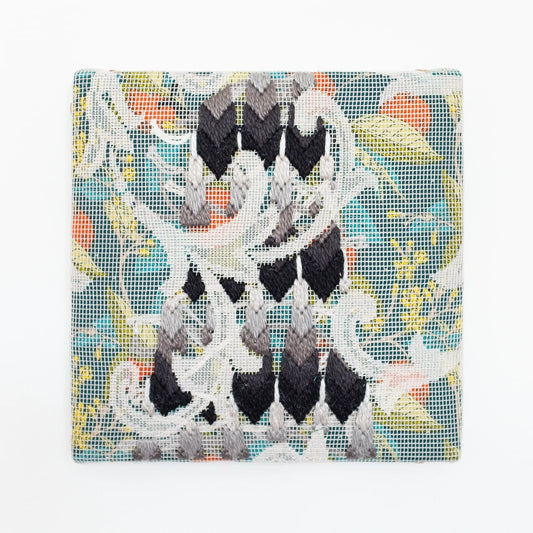 Triple-layer gather-gusset [grey trees]